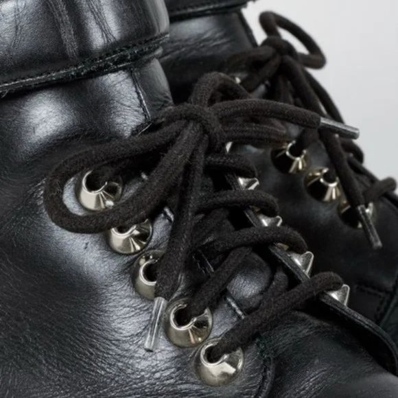 Balenciaga Black Leather Velcro-Ankle-Strap Biker Boots - Picture 7 of 10